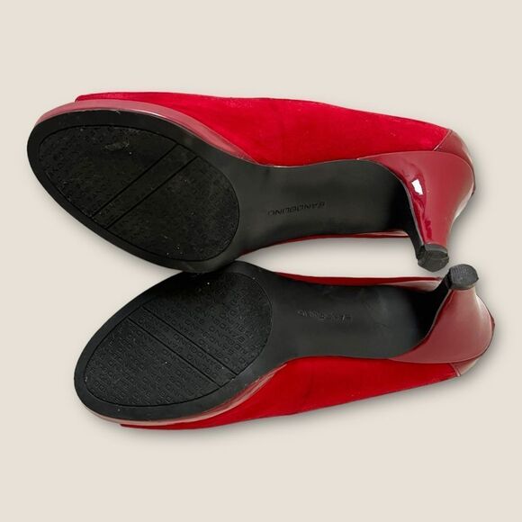 Red open toes heels faux suede size 7 - Picture 8 of 8